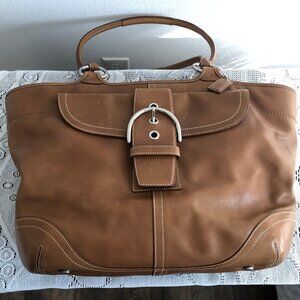 Coach brown leather carryall bag